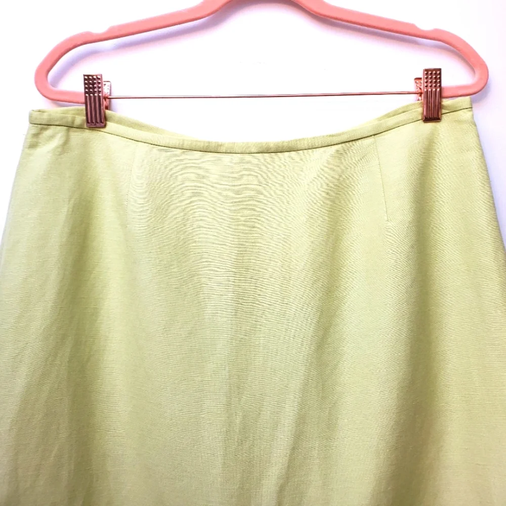 Calvin Klein Light Charteuse Green Linen Blend Pencil Skirt Size 12 Minimalist - Picture 2 of 7